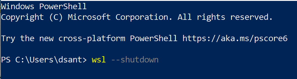 Shutting down WSL2 from Powershell