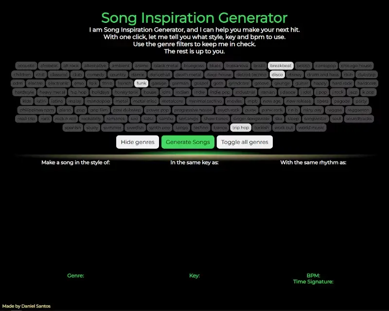 Song Idea Generator - Genre Selection