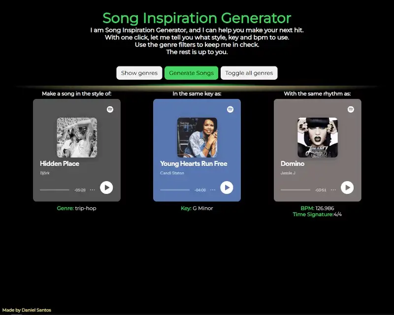 Song Idea Generator - Results